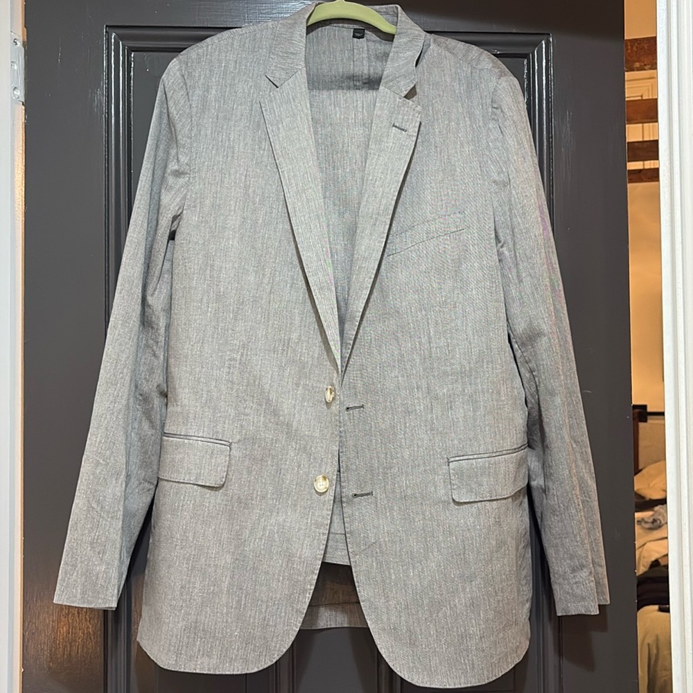 J.Crew grey pantsuit Ludlow 44L jacket, pants 34 x 34. NWT